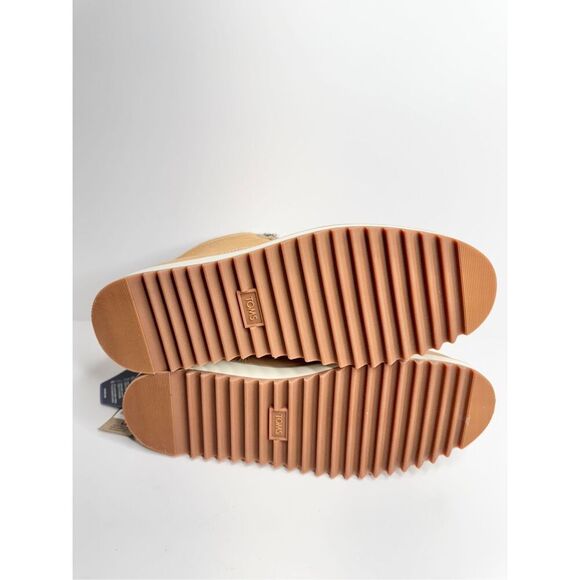 TOMS Platform Ankle Booties Size 7.5 Tan Water Resistant Faux Shearling Nubuck - Picture 8 of 8